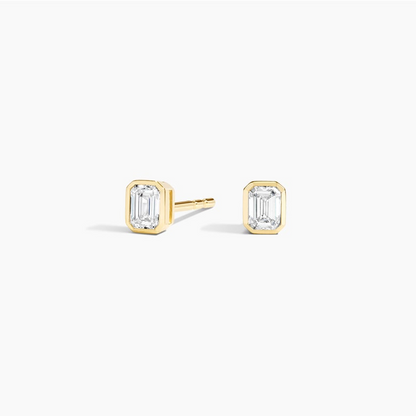 1/4 CTW Emerald Cut Lab Grown Diamond Bezel Stud Earrings