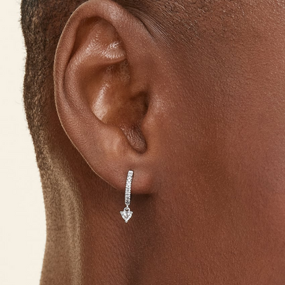 1/3 CTW Heart Shaped Lab Grown Diamond Huggie Earrings