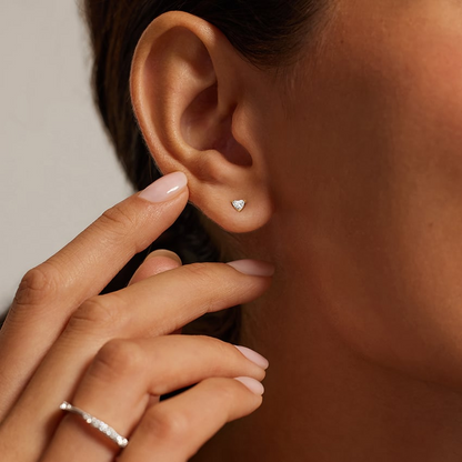 Heart Shape 1/4 CTW Lab Grown Diamond Stud Earrings