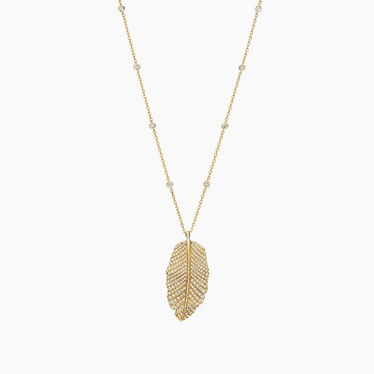 Lab Grown Diamond Jane Goodall Luxe Pavé Leaf Pendant