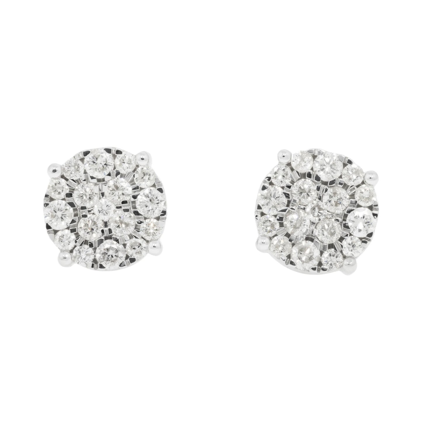Yellow Gold Lab Grown Diamond Cluster Stud Earrings