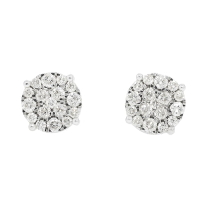 Yellow Gold Lab Grown Diamond Cluster Stud Earrings
