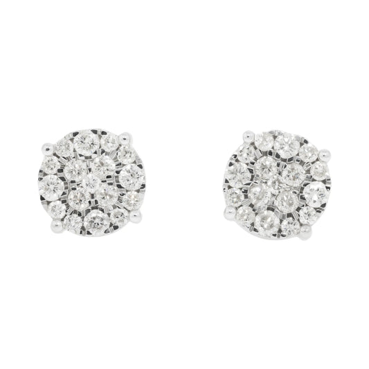 Yellow Gold Lab Grown Diamond Cluster Stud Earrings