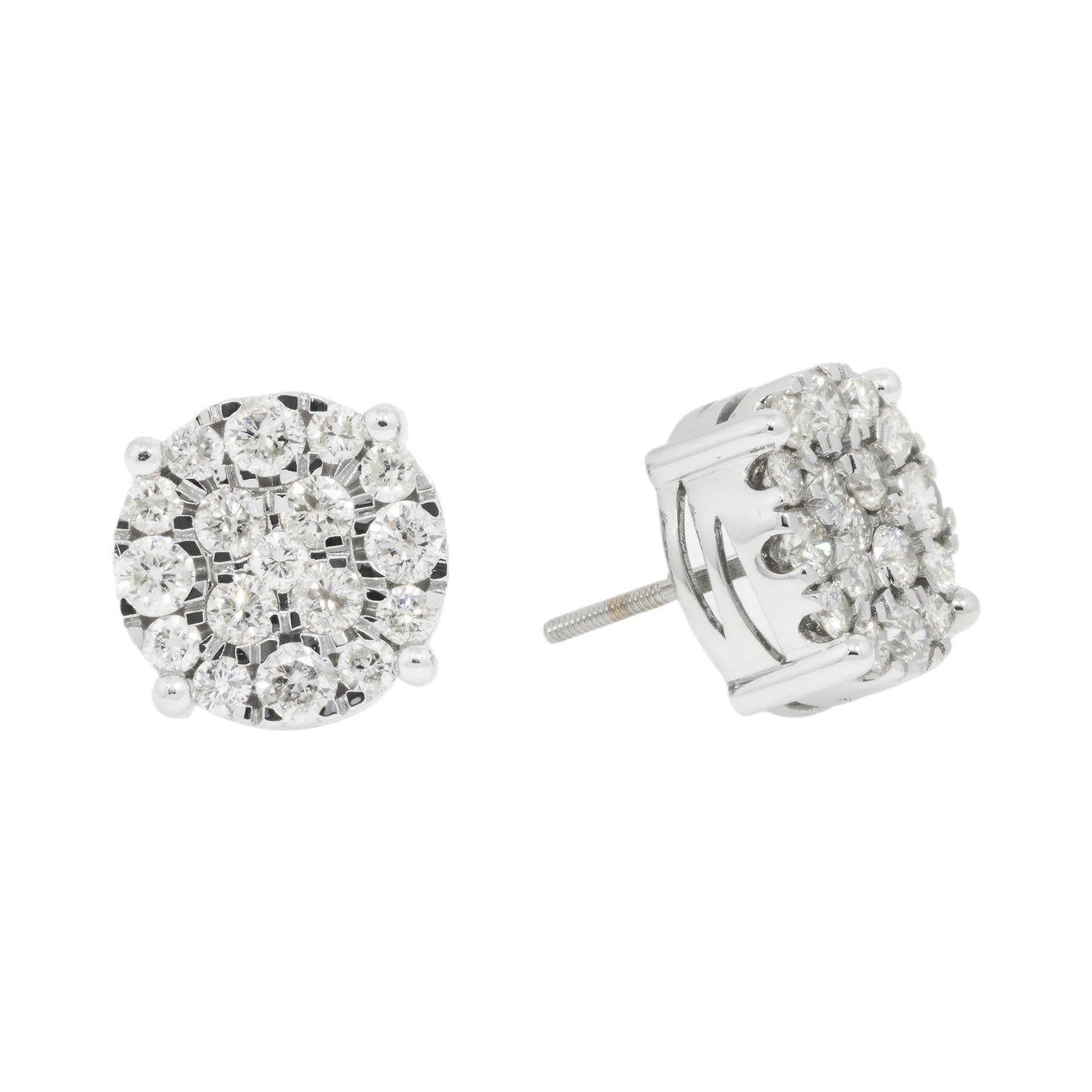 Yellow Gold Lab Grown Diamond Cluster Stud Earrings