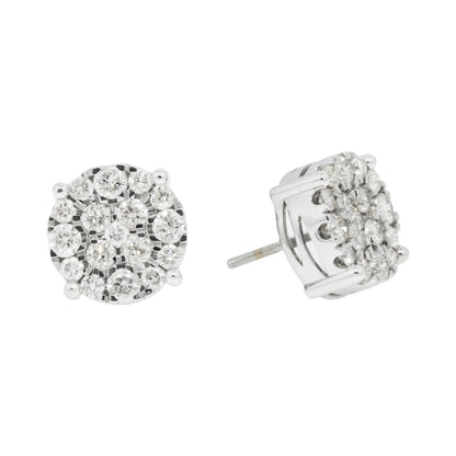 Yellow Gold Lab Grown Diamond Cluster Stud Earrings