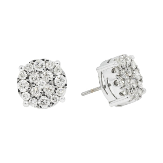 Yellow Gold Lab Grown Diamond Cluster Stud Earrings