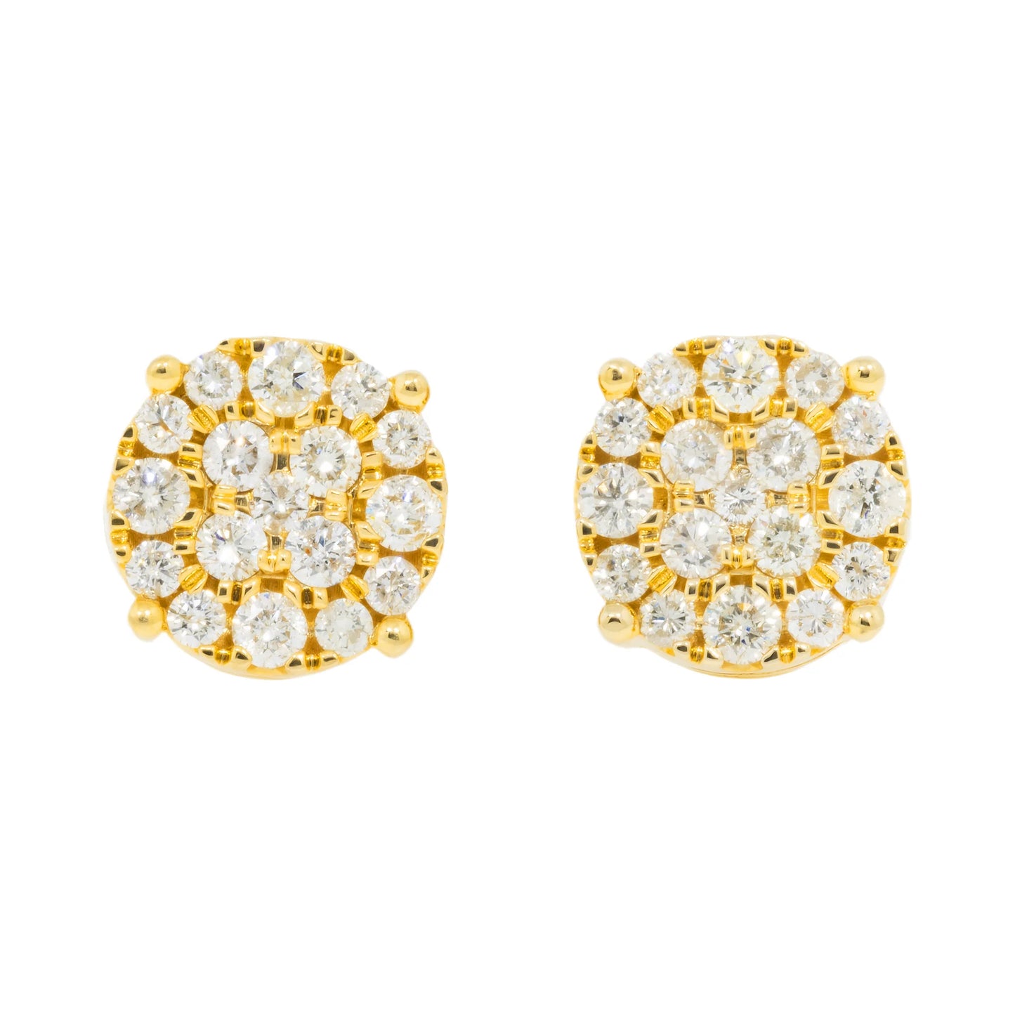 Yellow Gold Lab Grown Diamond Cluster Stud Earrings