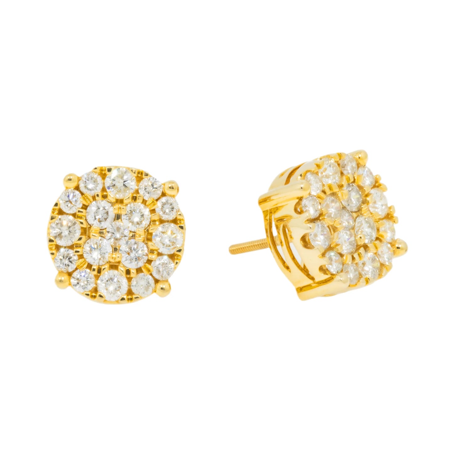 Yellow Gold Lab Grown Diamond Cluster Stud Earrings