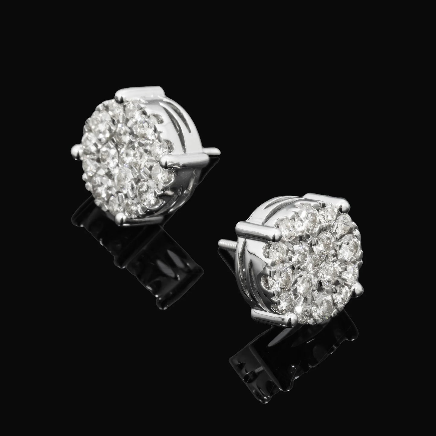 Yellow Gold Lab Grown Diamond Cluster Stud Earrings