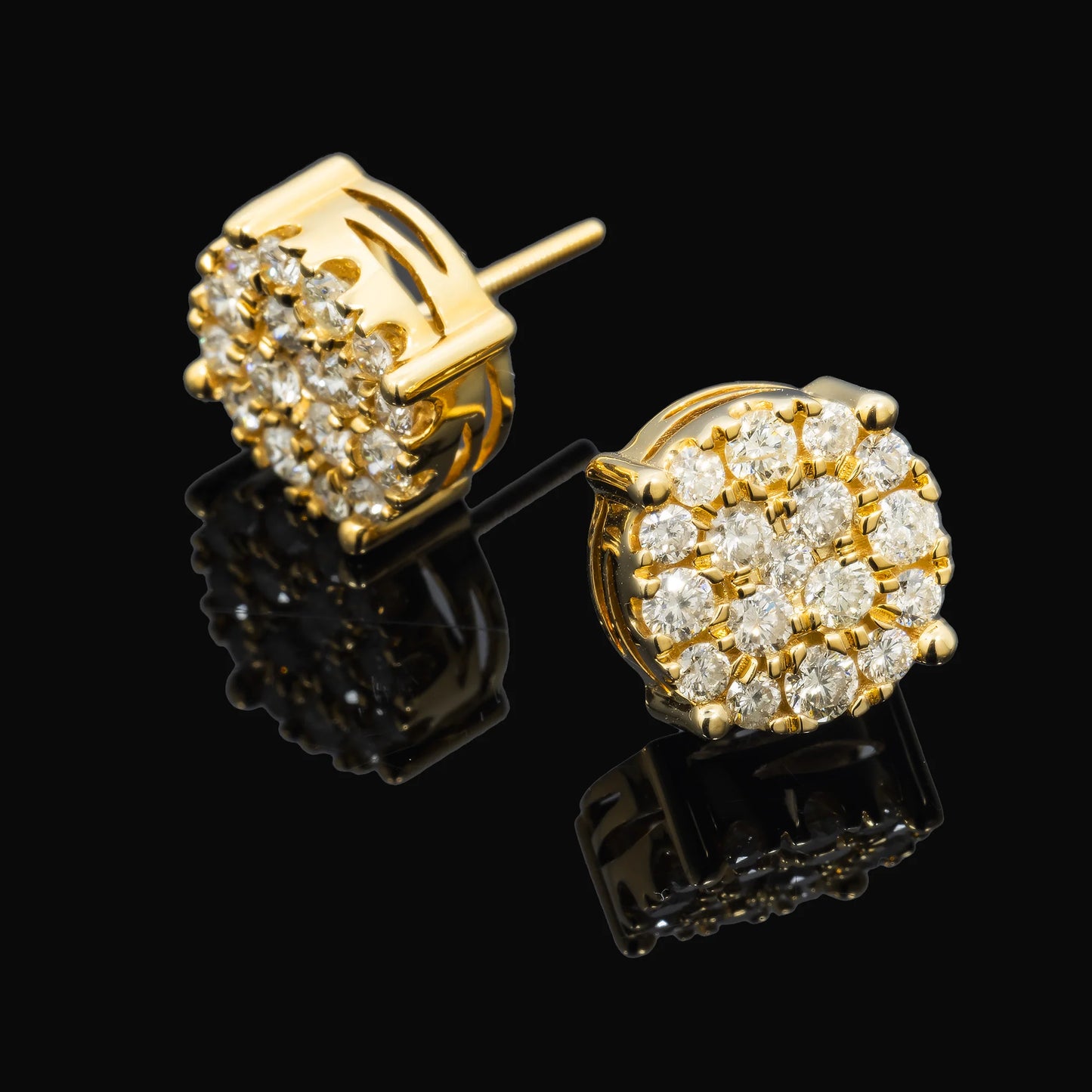 Yellow Gold Lab Grown Diamond Cluster Stud Earrings