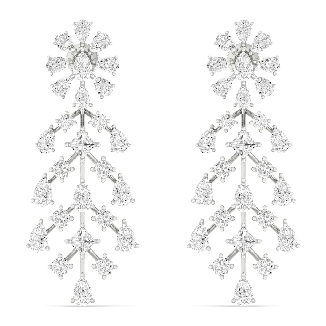 10.40 CTW Lab Grown Diamond Floral Cascade Chandelier Earrings