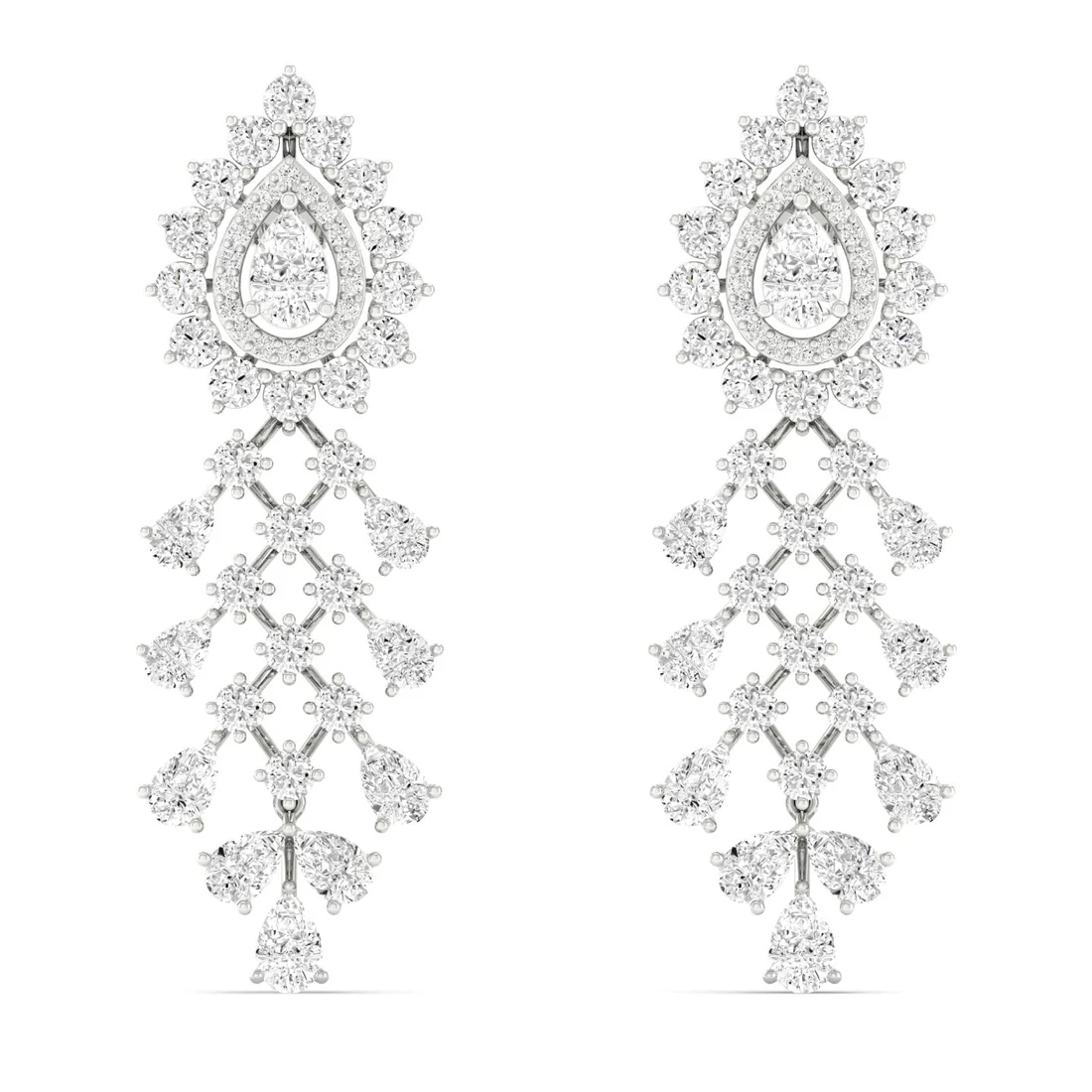 10.50 CTW Lab Grown Diamond Pear Shaped Chandelier Earrings