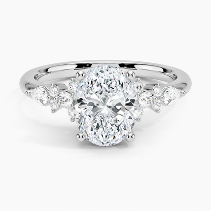 2 CT Lab Grown Diamond Oval Cut Cluster Engagement Ring