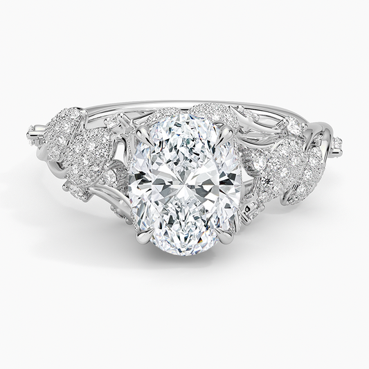 2 CT Oval Cut Labgrown Diamond Cluster Engagement Ring