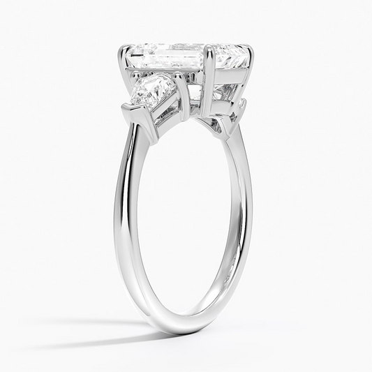 2 CT Emerald Cut Lab Grown Diamond Cluster Enagagement Ring