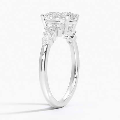 2 CT Lab Grown Diamond Oval Cut Cluster Engagement Ring
