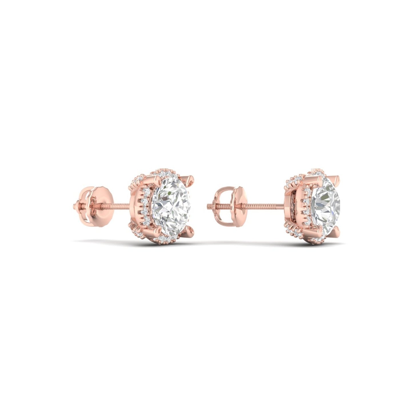 2 CTW Lab Grown Diamond Halo Design Stud Earring