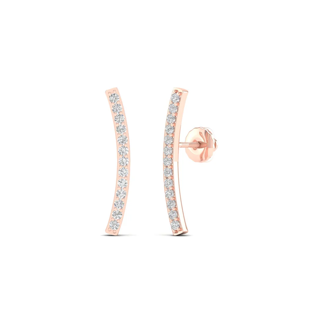0.20 CTW Lab Grown Diamond Curve Bar Fashion Stud Earring