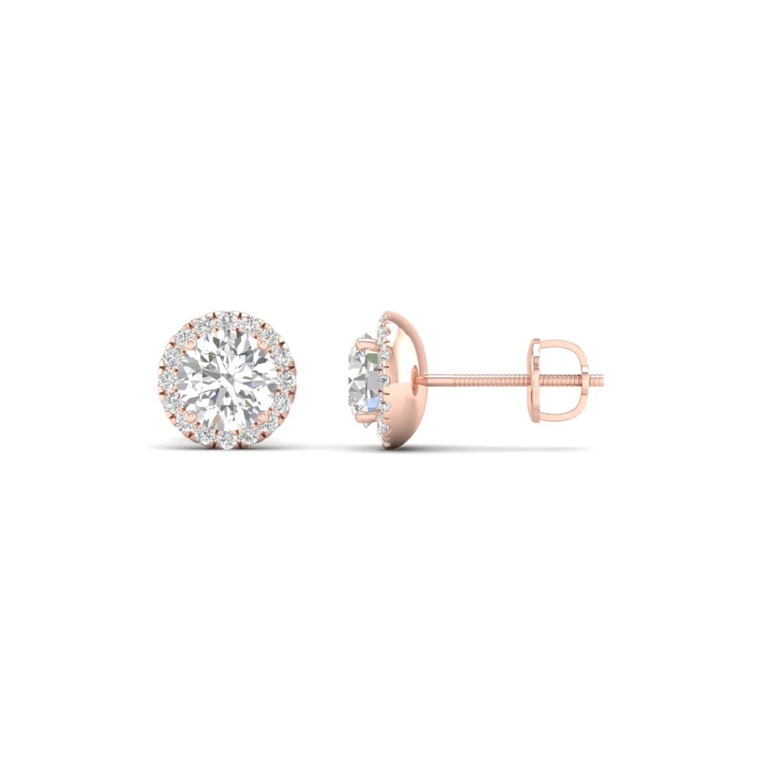 1 CTW Lab Grown Diamond Round Halo Stud Earring