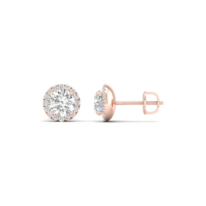1 CTW Lab Grown Diamond Round Halo Stud Earring