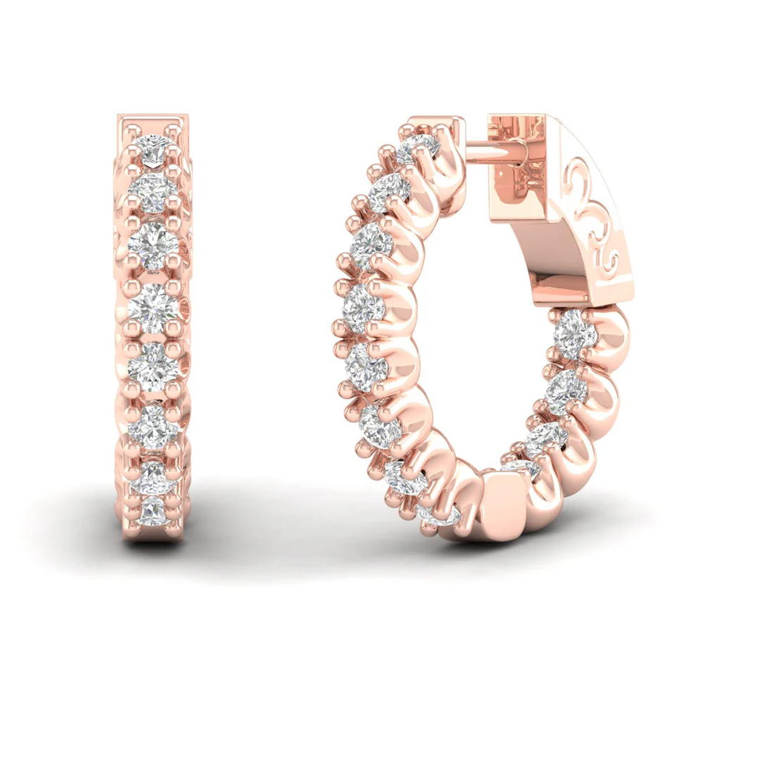 1 CTW Lab Grown Diamond Unique Design Hoop Earring