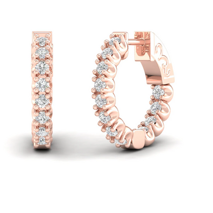 1 CTW Lab Grown Diamond Unique Design Hoop Earring