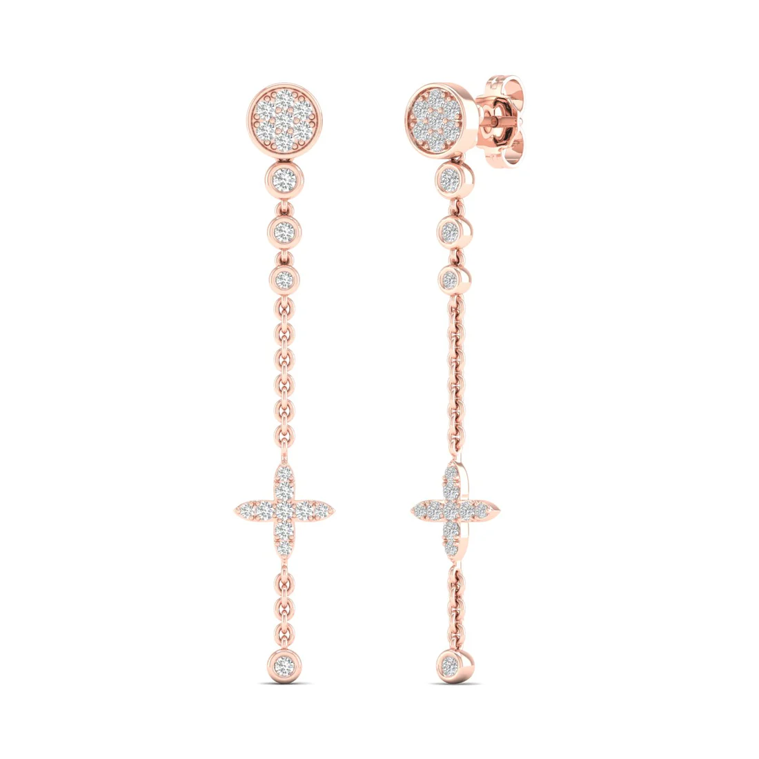 0.48 CTW Lab Grown Diamond Modern Pavé Cross Drop Earrings