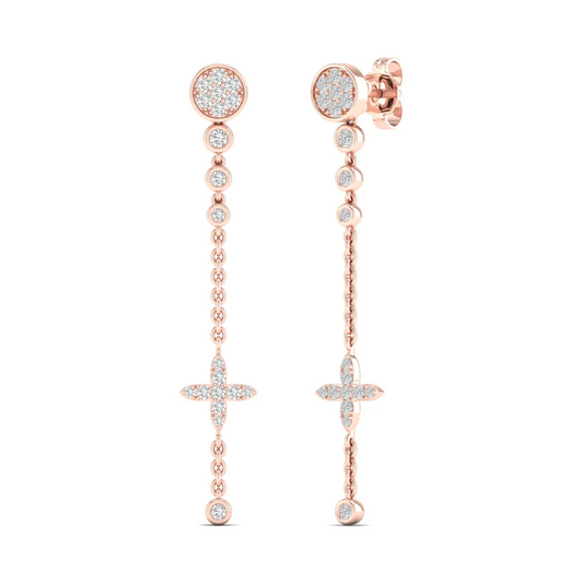 0.48 CTW Lab Grown Diamond Modern Pavé Cross Drop Earrings