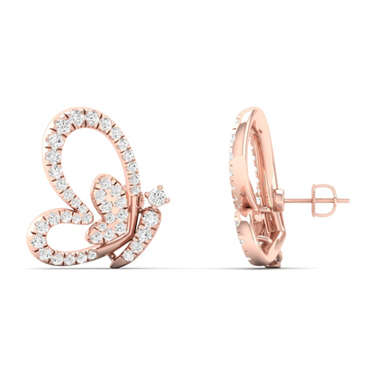 0.46 CTW Lab Grown Diamond Big Heart Butterfly Stud Earring