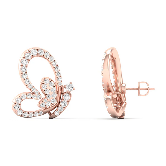 0.46 CTW Lab Grown Diamond Big Heart Butterfly Stud Earring