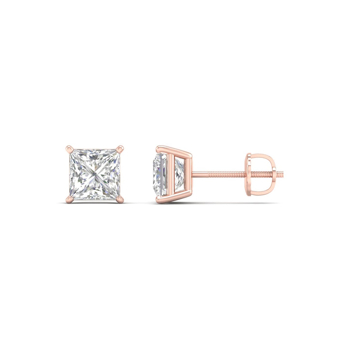 1.50 CTW Lab Grown Diamond Princess Solitaire Stud Earring