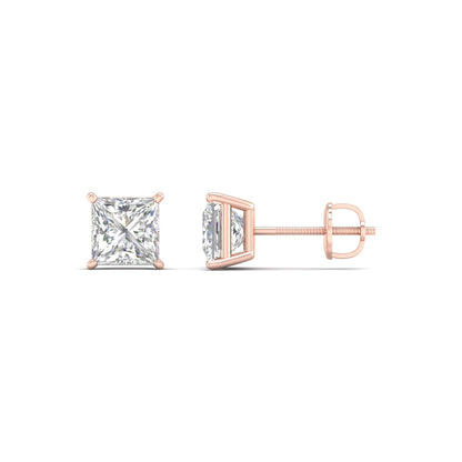 1.50 CTW Lab Grown Diamond Princess Solitaire Stud Earring