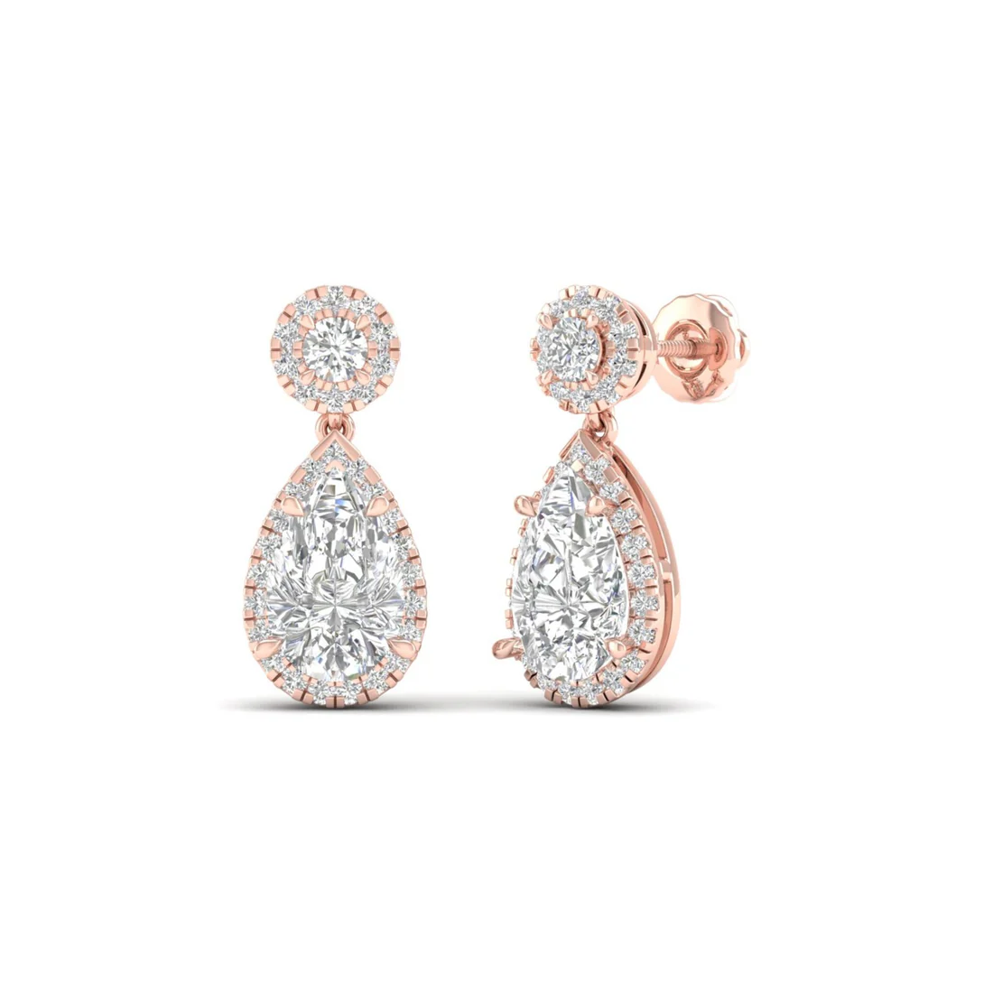 2.20 CTW Lab Grown Diamond Pear Drop Halo Earring