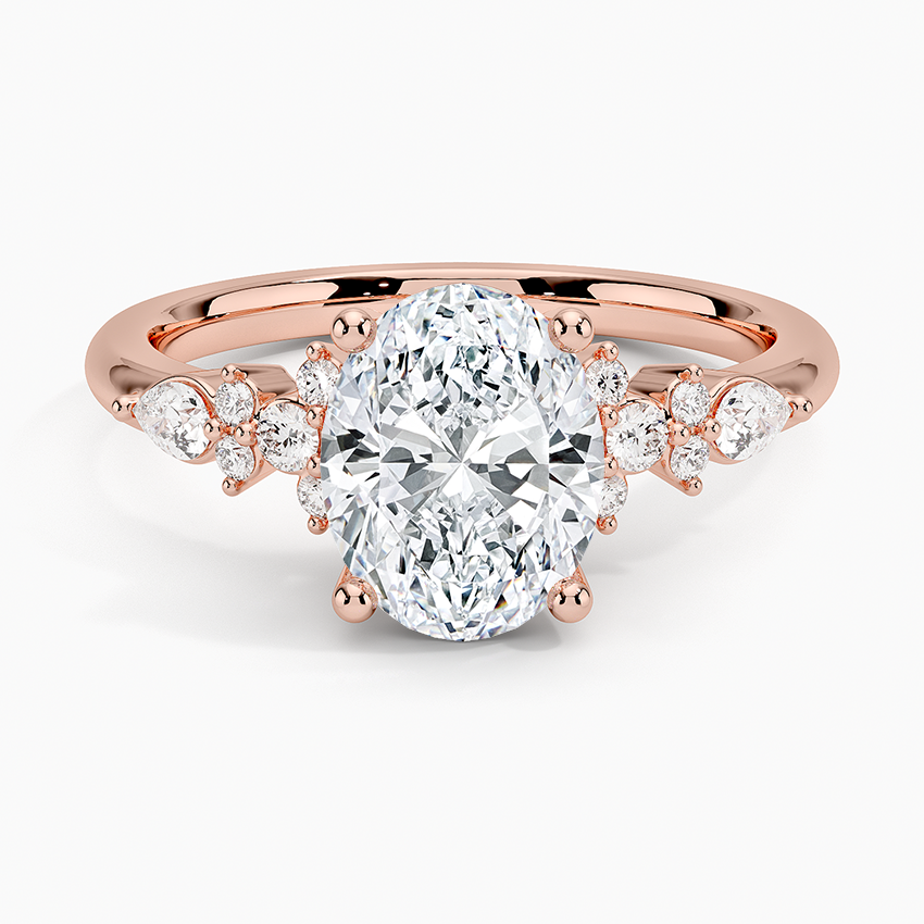 2 CT Lab Grown Diamond Oval Cut Cluster Engagement Ring