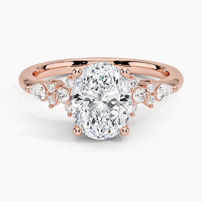 2 CT Lab Grown Diamond Oval Cut Cluster Engagement Ring