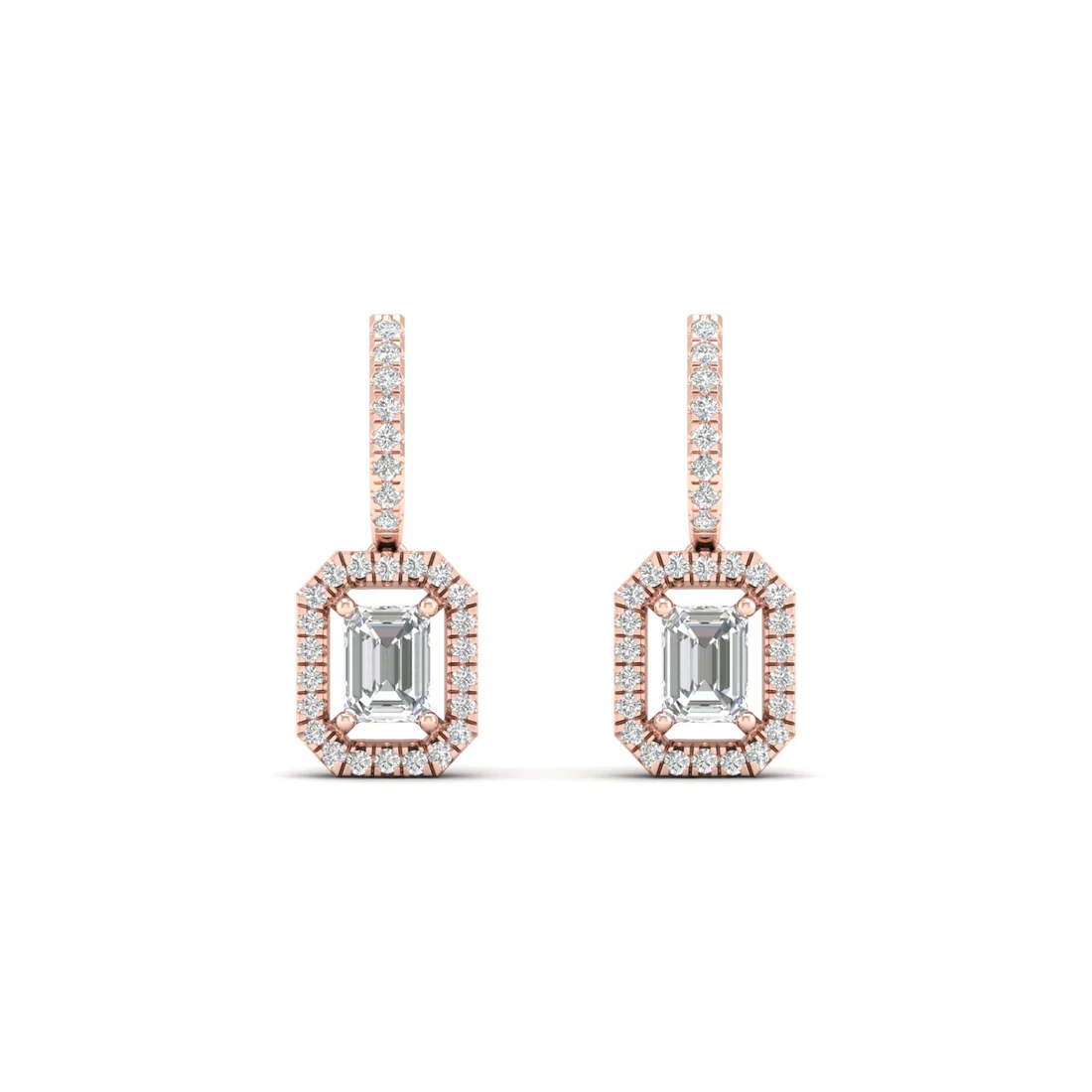 1 CTW Lab Grown Diamond Emerald Cut Drop Earring