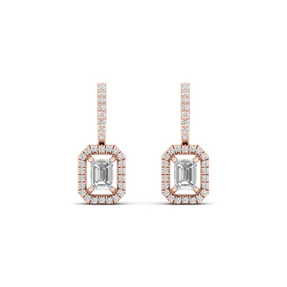 1 CTW Lab Grown Diamond Emerald Cut Drop Earring