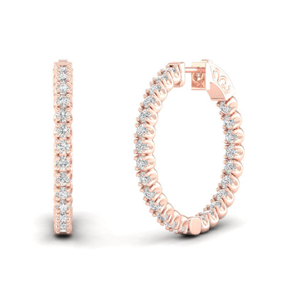 2 CTW Lab Grown Diamond Classic Round Hoop Earring