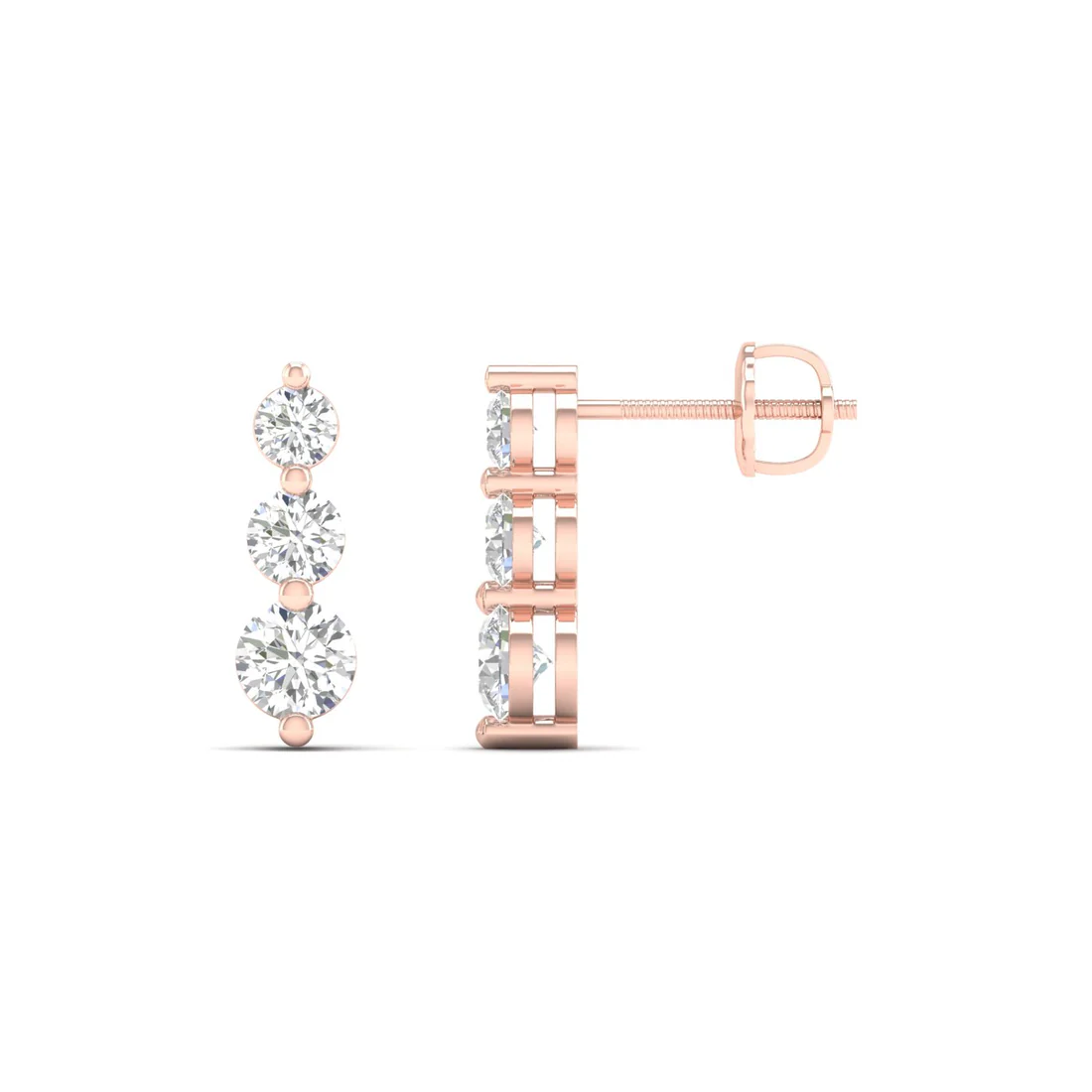 1 CTW Lab Grown Diamond Vertical Drop Earrings in 14KT Gold