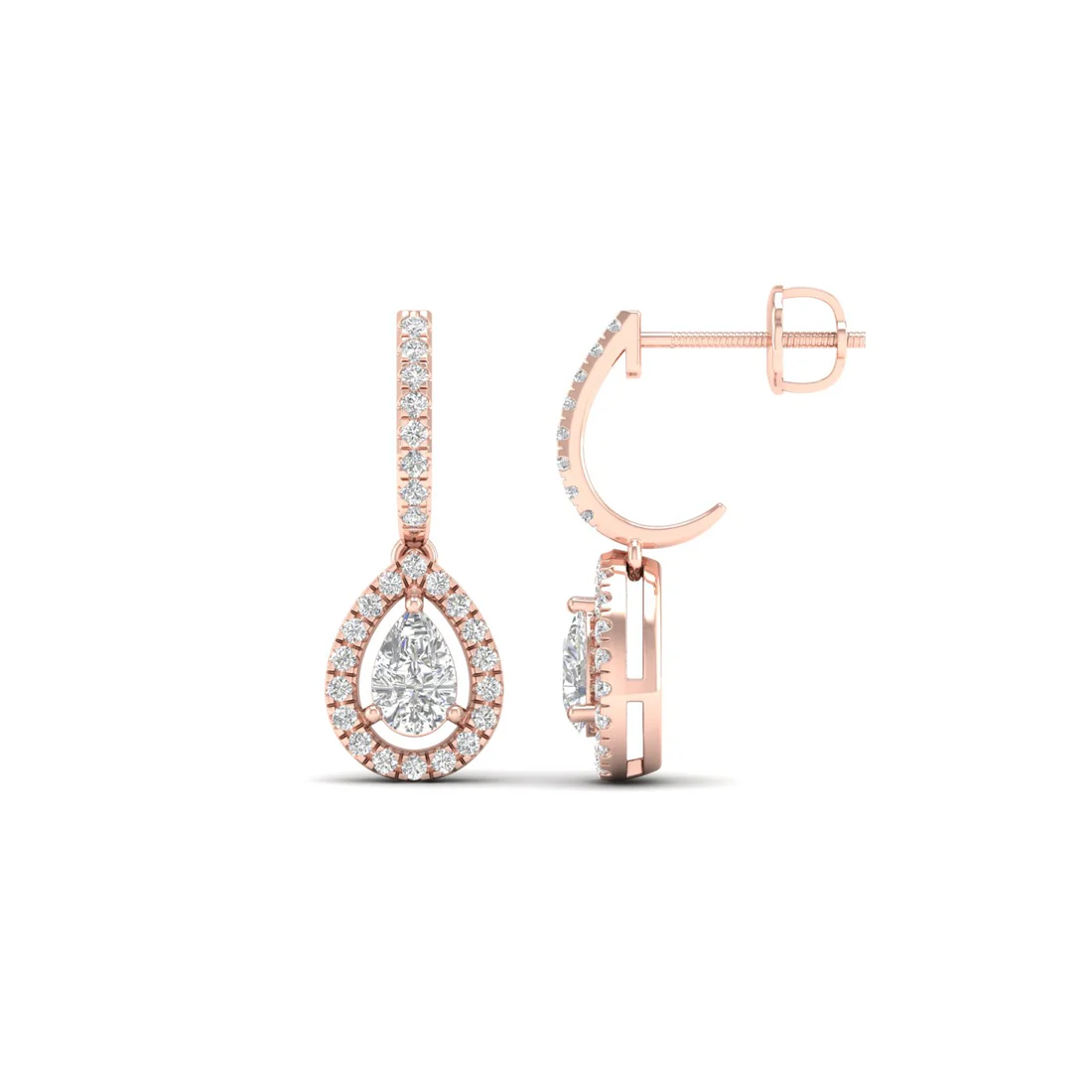 0.66 CTW Lab Grown Diamond Pear Halo Drop Earring