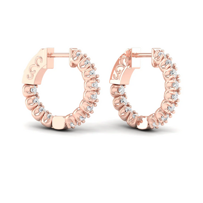 1 CTW Lab Grown Diamond Unique Design Hoop Earring