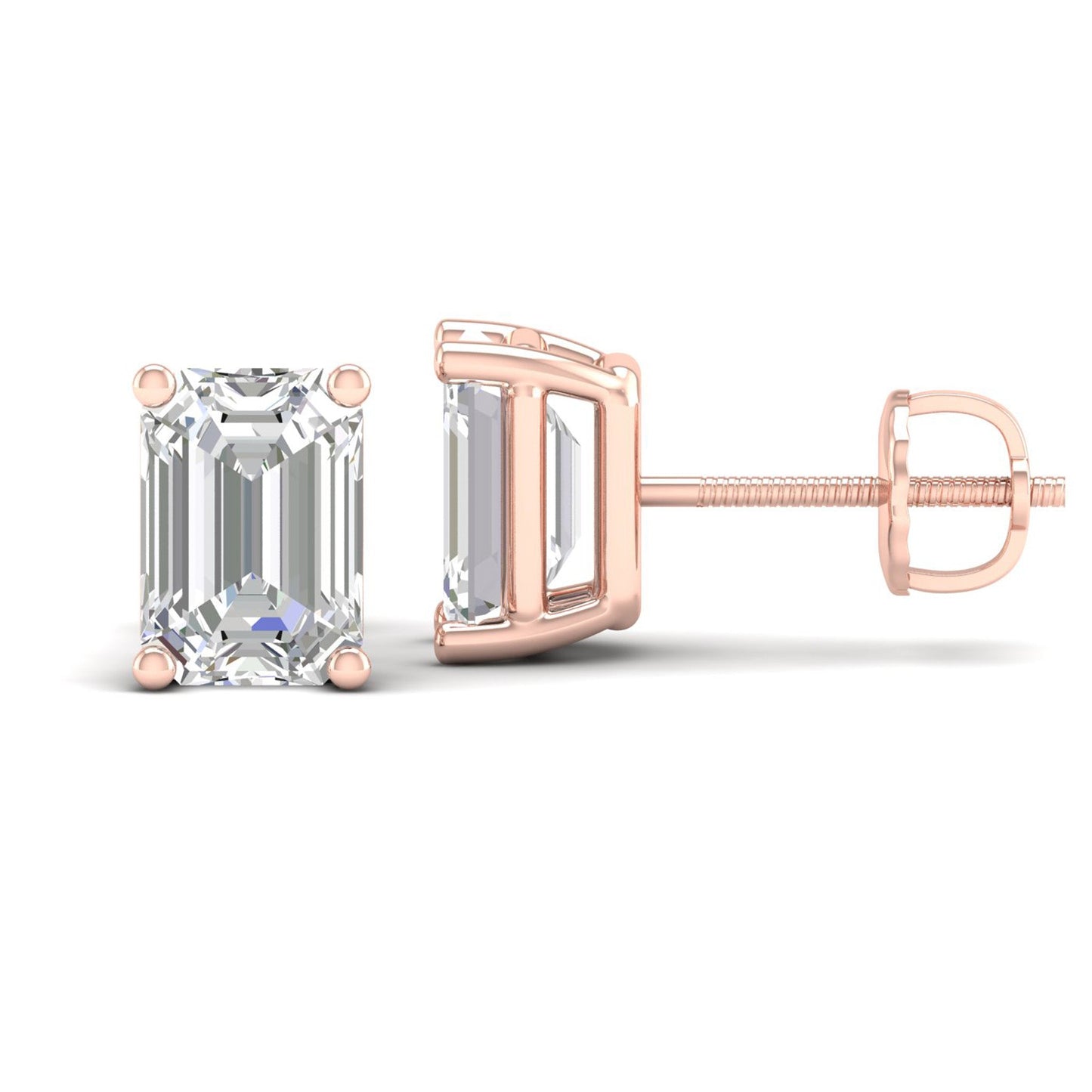 10 CTW Lab Grown Diamond Classic Emerald Stud Earring