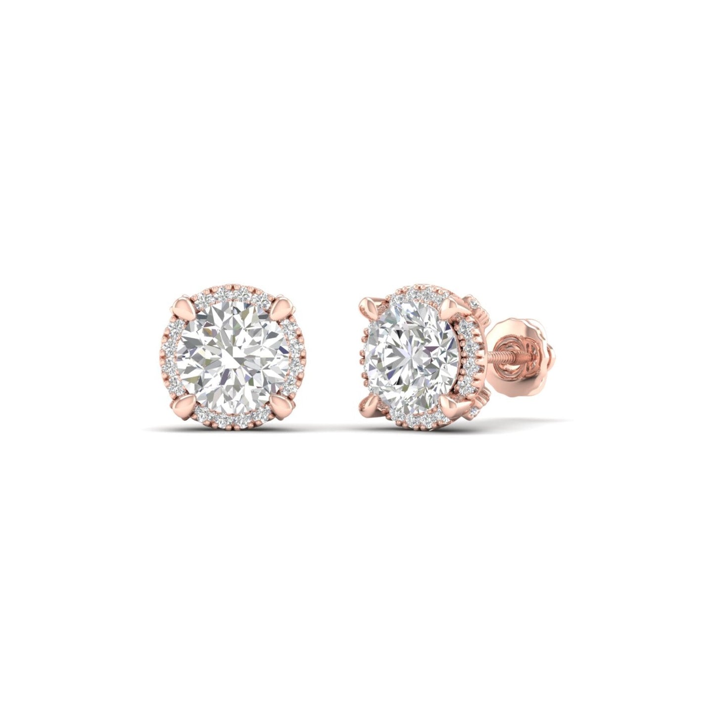 2 CTW Lab Grown Diamond Halo Design Stud Earring