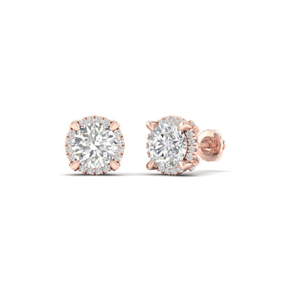 2 CTW Lab Grown Diamond Halo Design Stud Earring