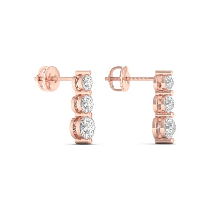 1 CTW Lab Grown Diamond Vertical Drop Earrings in 14KT Gold