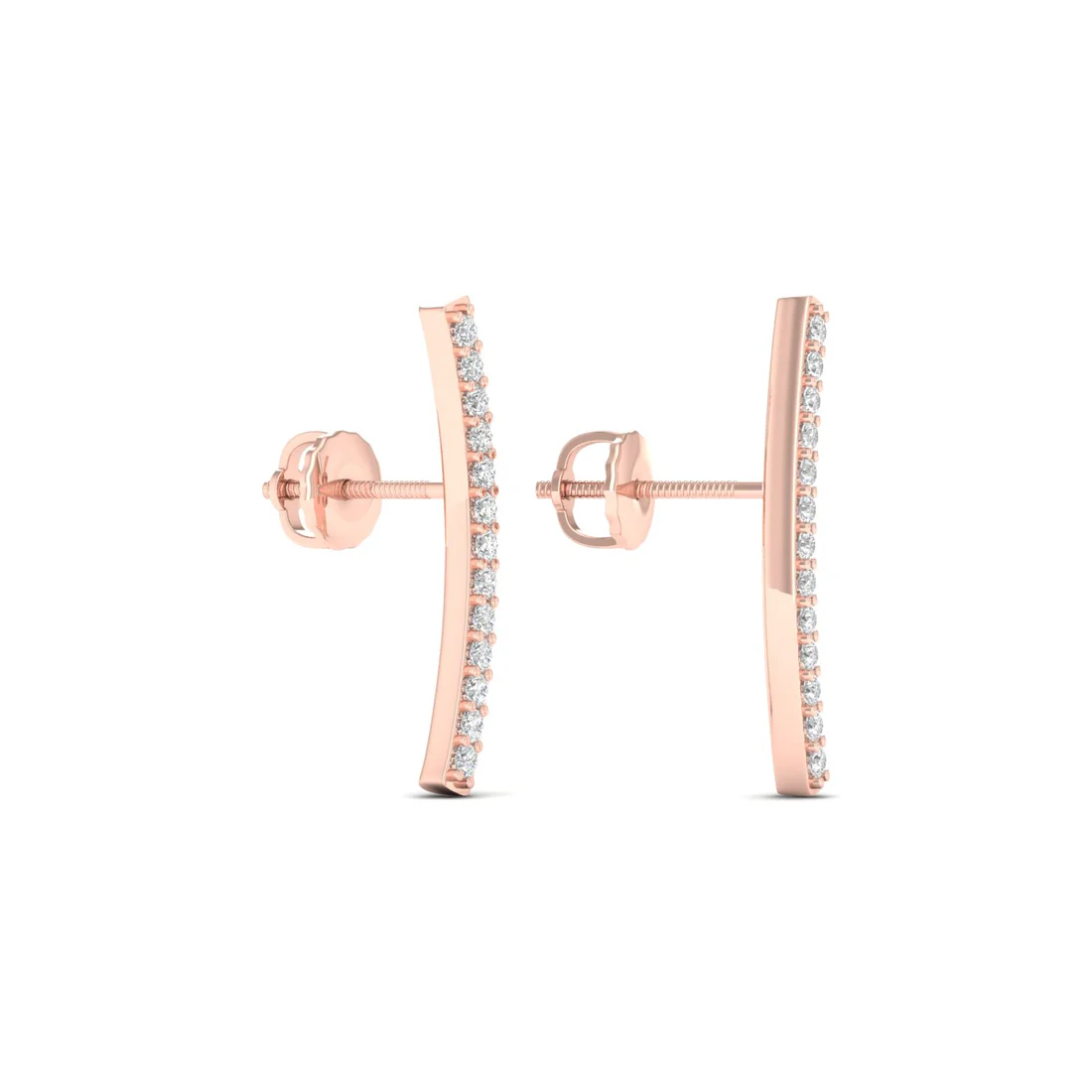 0.20 CTW Lab Grown Diamond Curve Bar Fashion Stud Earring