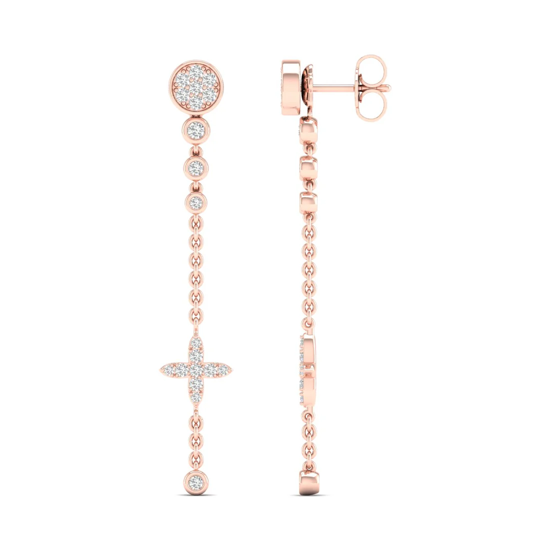 0.48 CTW Lab Grown Diamond Modern Pavé Cross Drop Earrings
