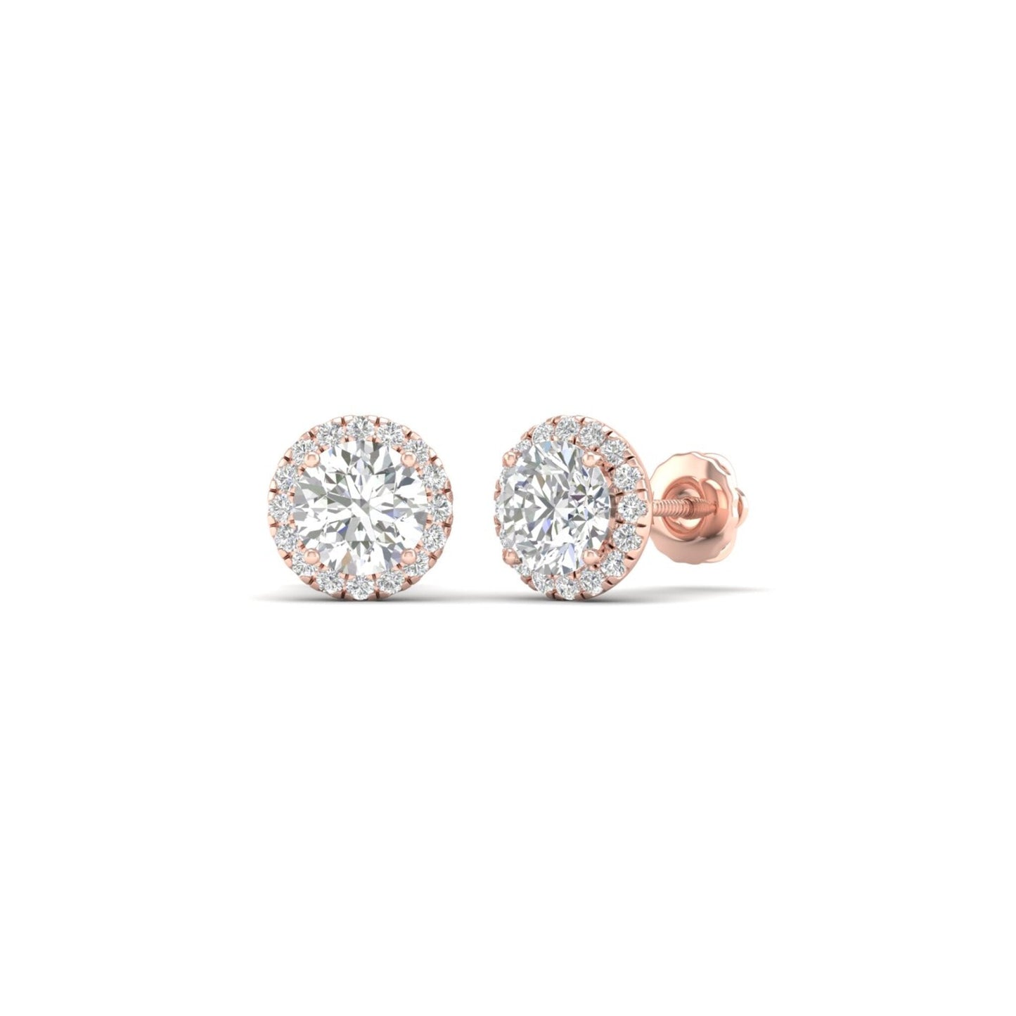 1 CTW Lab Grown Diamond Round Halo Stud Earring
