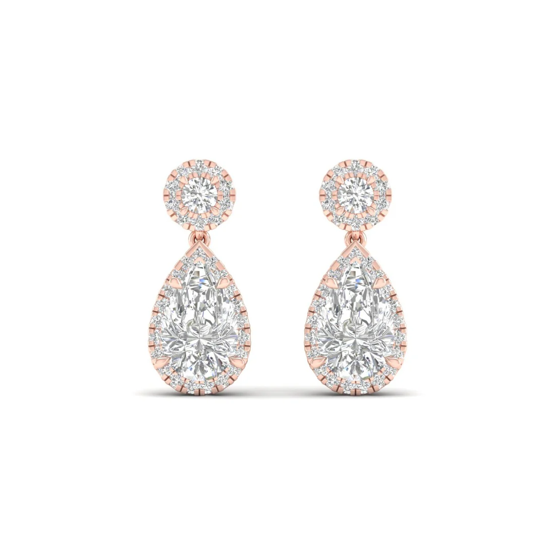 2.20 CTW Lab Grown Diamond Pear Drop Halo Earring