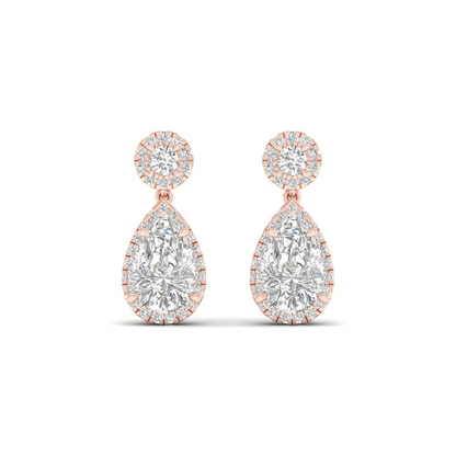 2.20 CTW Lab Grown Diamond Pear Drop Halo Earring